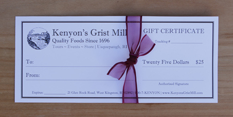 $25 Gift Certificate - Kenyon's Grist Mill