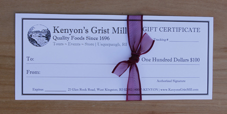 $100 Gift Certificate - Kenyon's Grist Mill